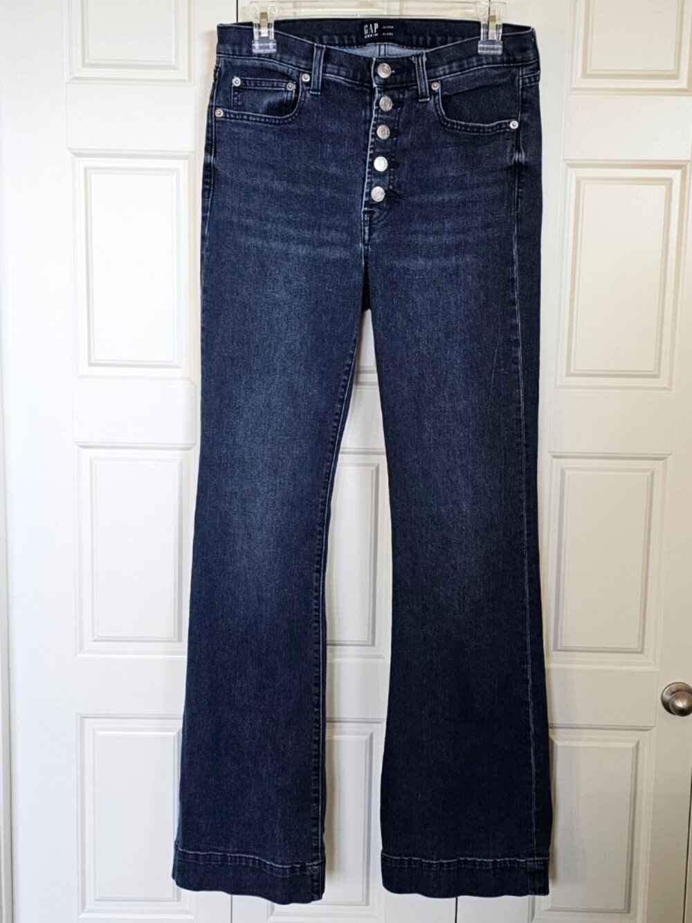 GAP Dark Wash High Rise Flare Jeans Button Fly Size 10 30R